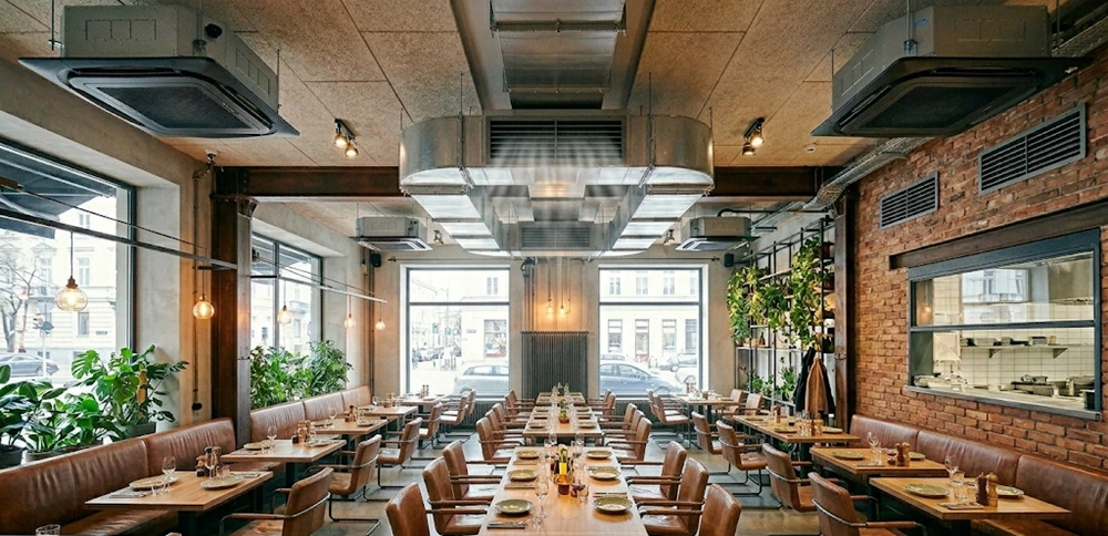 klimatyzacja dla gastronomii sala bankietowa w restauracji w Warszawie na Bielanach